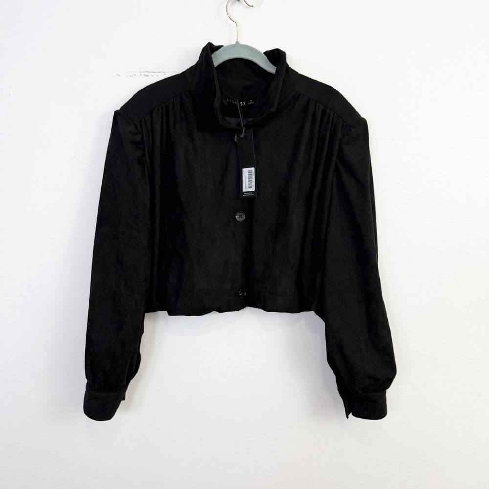 Lioness Black Cropped Bomber Jacket - Picture 3 of 7